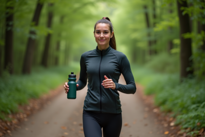 Femme sportive en pleine nature lors d'une pause course