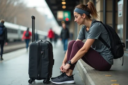 Femme sportive à Paris préparant sa course