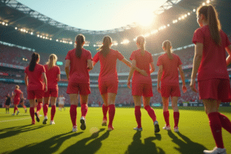 Femmes diverses célébrant après un match de football en extérieur