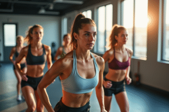 Groupe de femmes en séance de fitness dans une salle moderne