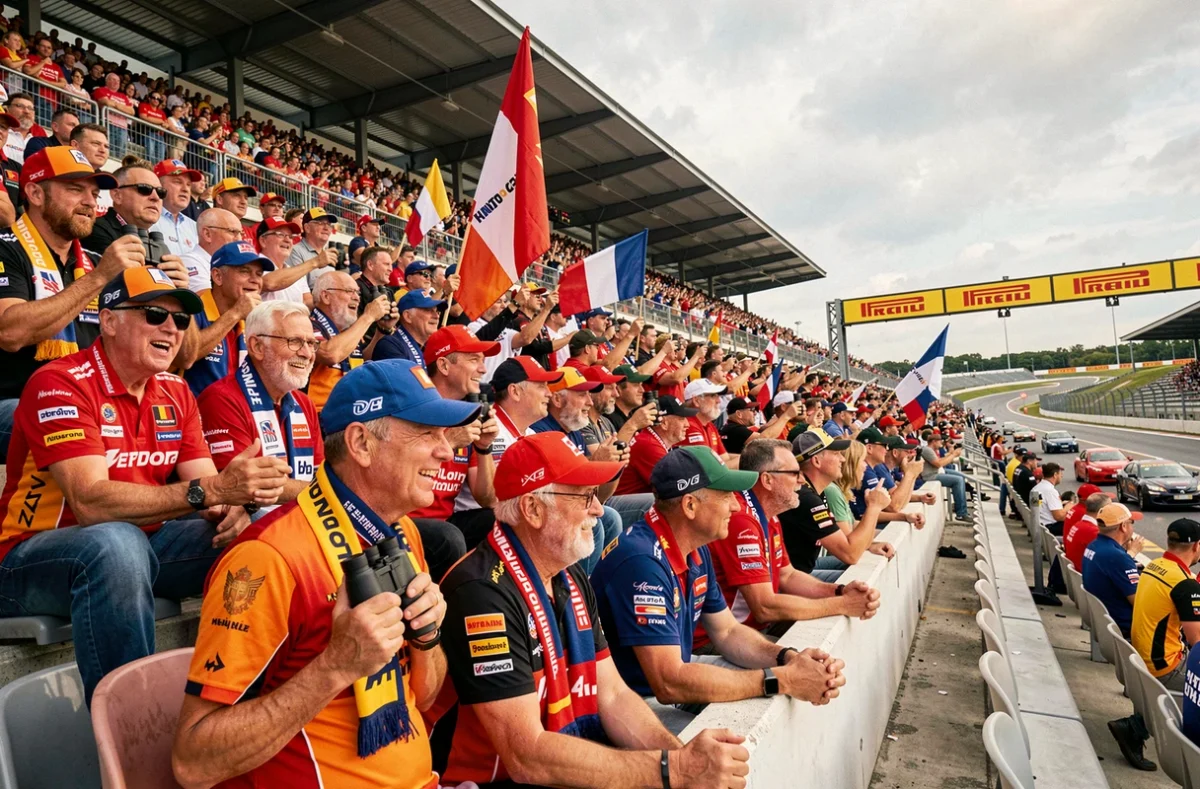 Tribunes remplies de supporters français lors d'un Grand Prix MotoGP en France