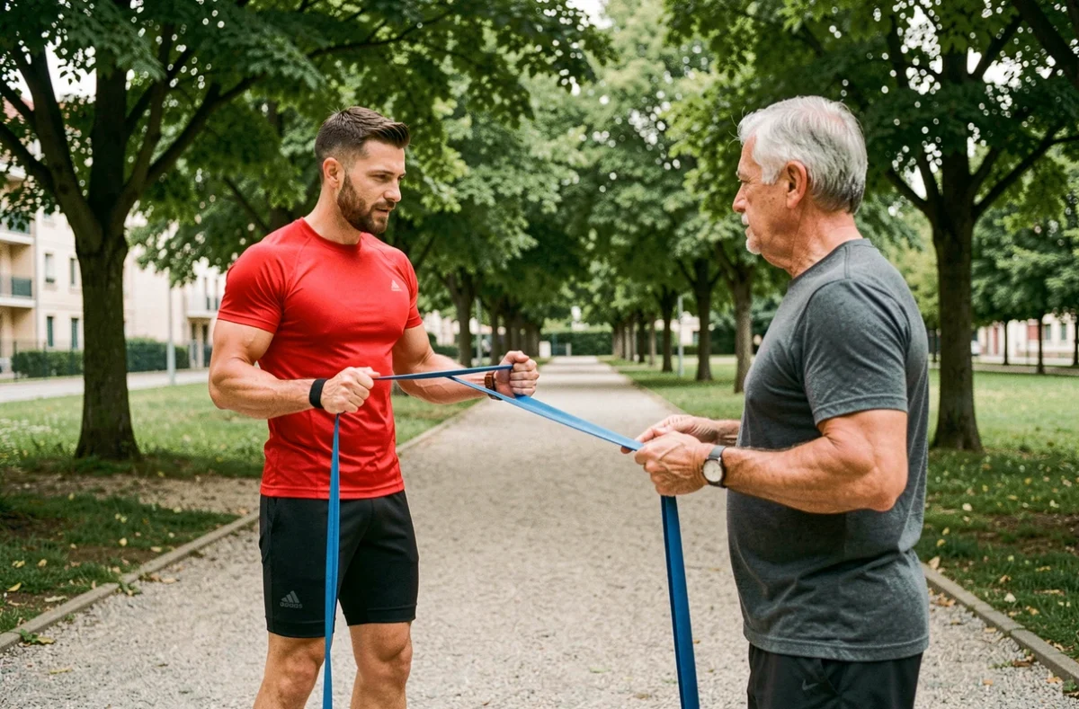 Nicolas Vercherand, coach spécialisé remise en forme, lors d'une séance en plein air à Saint-Étienne