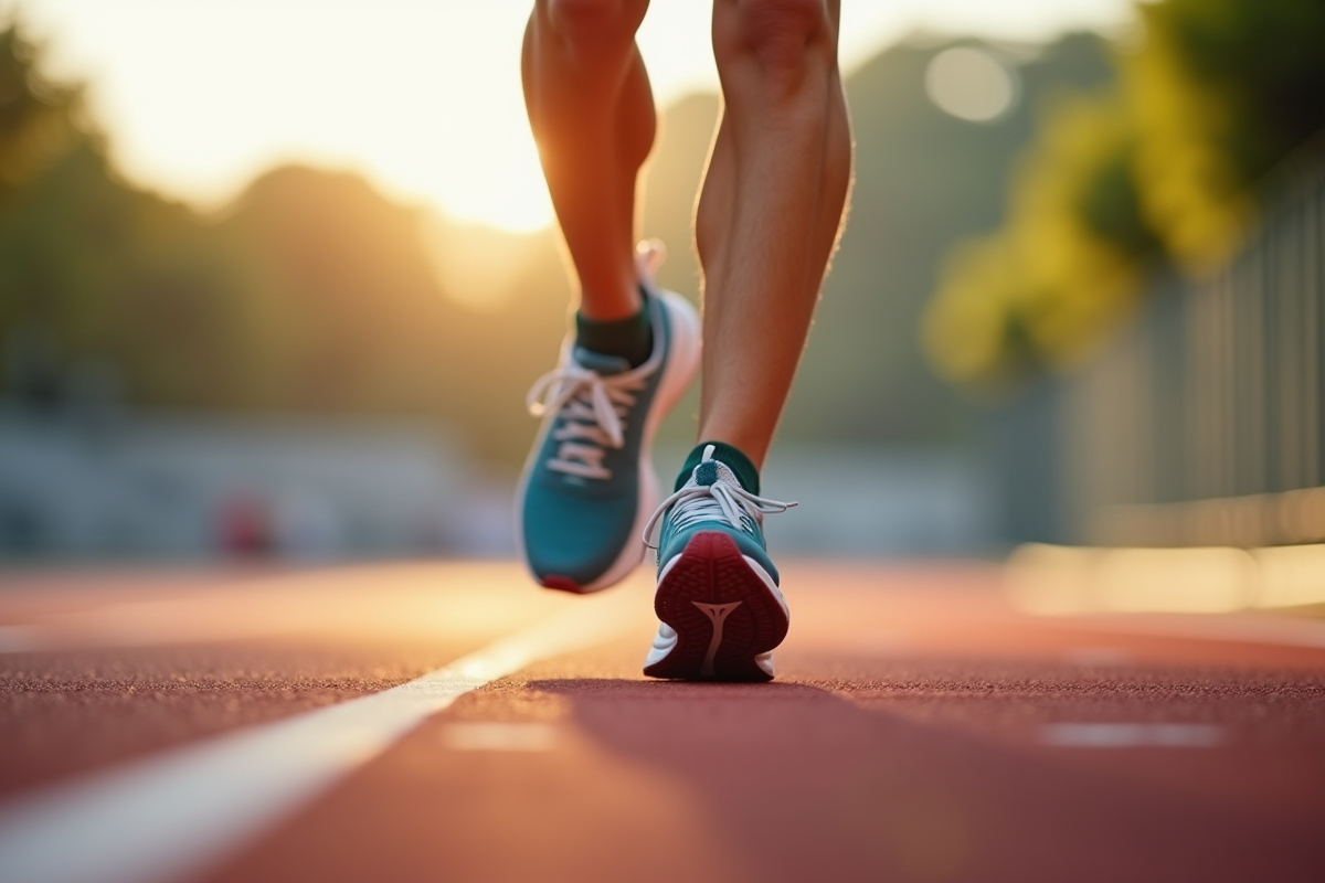 Gambette et chaussures de course en gros plan