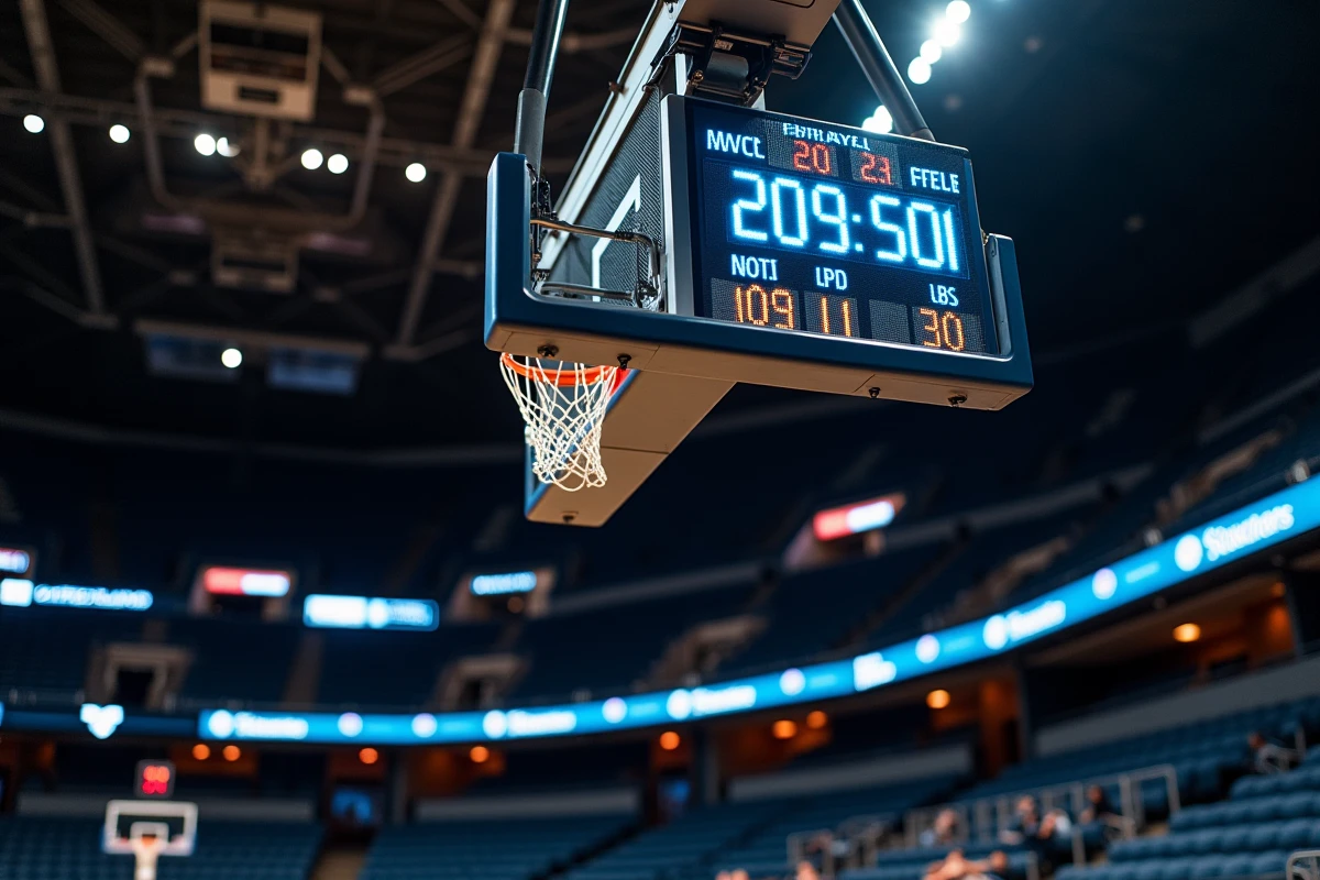Tableau de score et horloge lors de la mi-temps